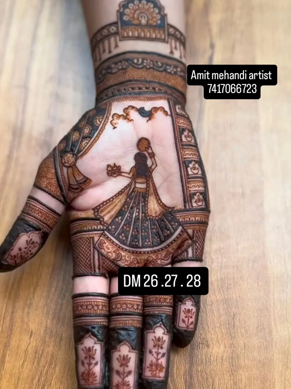 Front Hand Mehndi Design with Figures