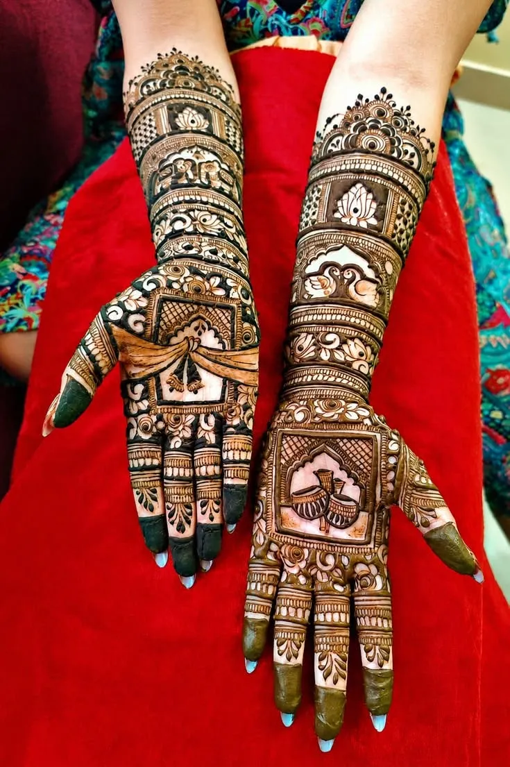 Bridal Indian Finger Mehndi Design with Figures