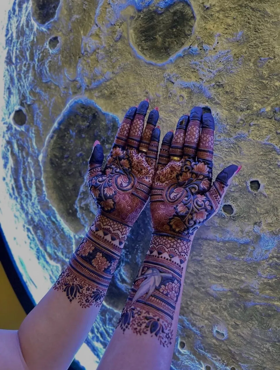 Bridal Mehndi Design with Moon