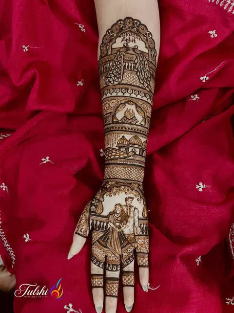 bridal figure back hand mehndi design