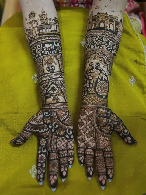 figure full hand mehndi design