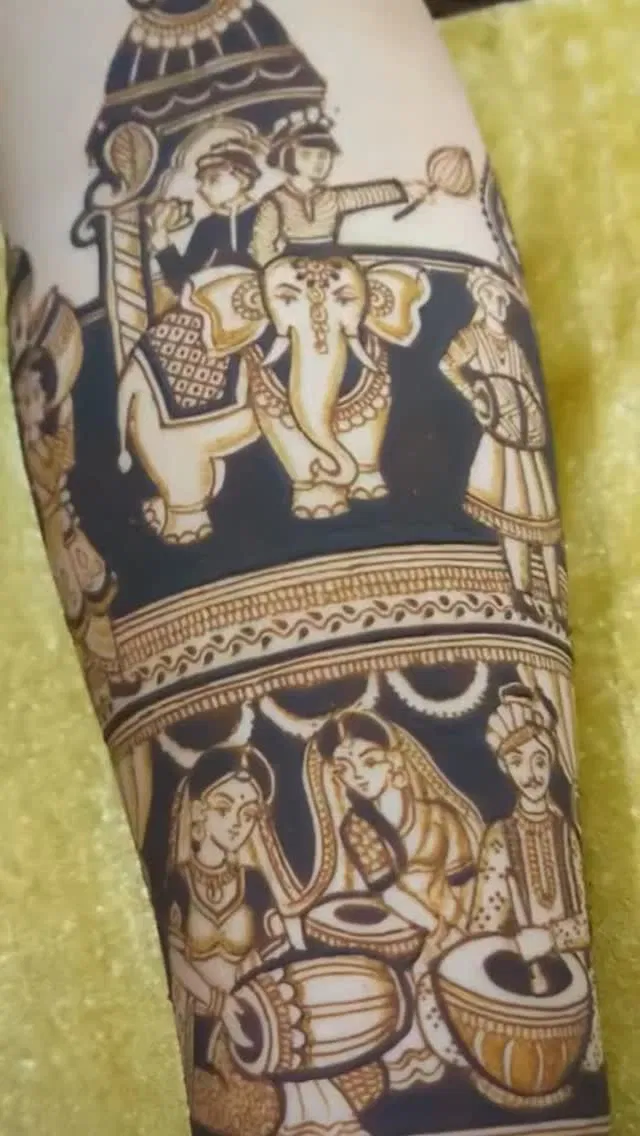 Full Hand Mehndi Design with Figures (7)