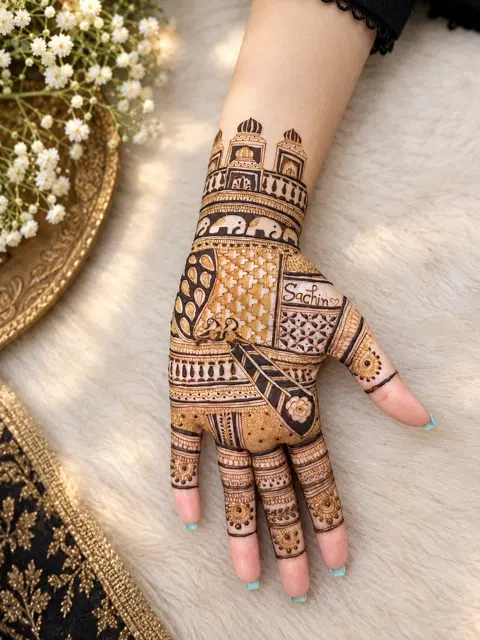 front hand mehndi design
