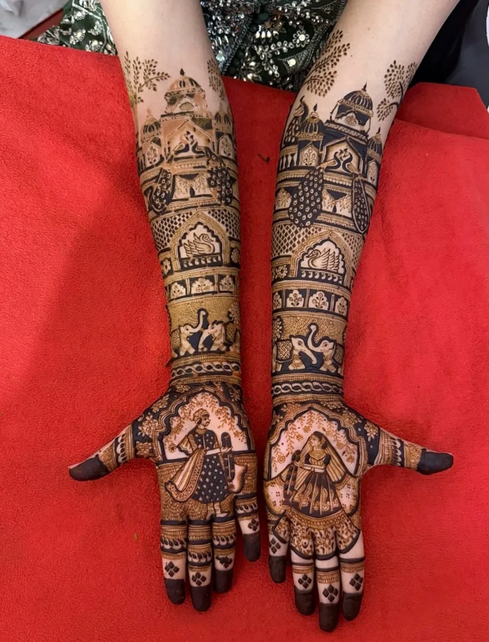Front Hand Mehndi Design with Figures