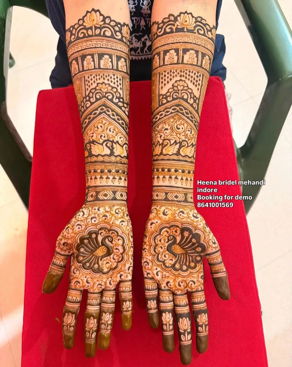 Indian Full Hand Mehndi Design with Figures