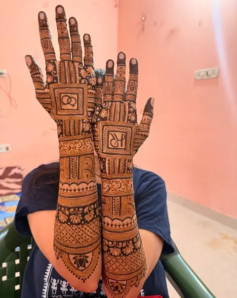 indian figure front hand mehndi design