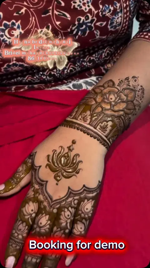 lotus full hand mehndi design