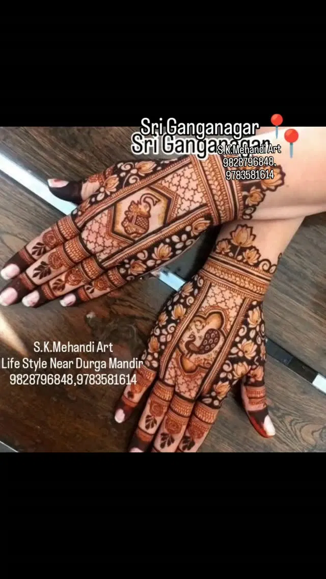 Front Hand Mehndi Design with Figures and Hearts (3)