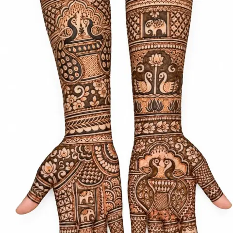 bridal figure back hand mehndi design