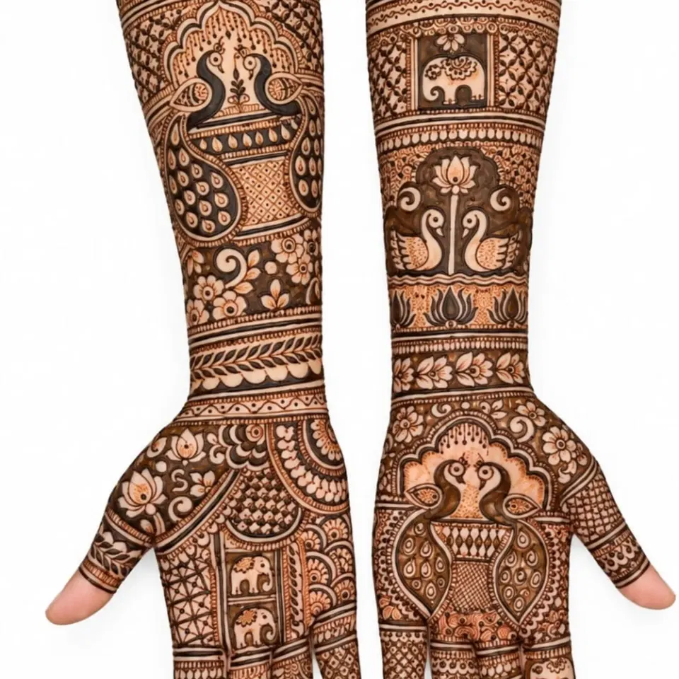 Bridal Back Hand Mehndi Design with Figures (8)