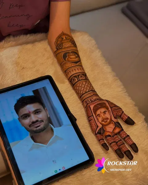 bridal indian figure back hand mehndi design