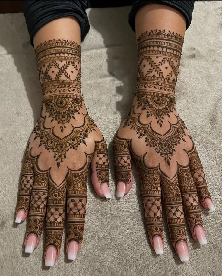 Bridal Indian Back Hand Mehndi Design for Eid