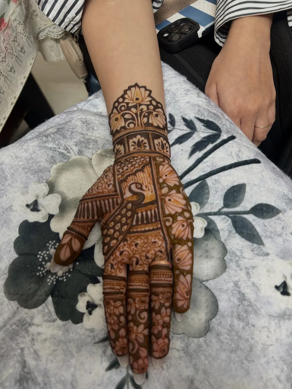 Front Hand Mehndi Design with Peacock