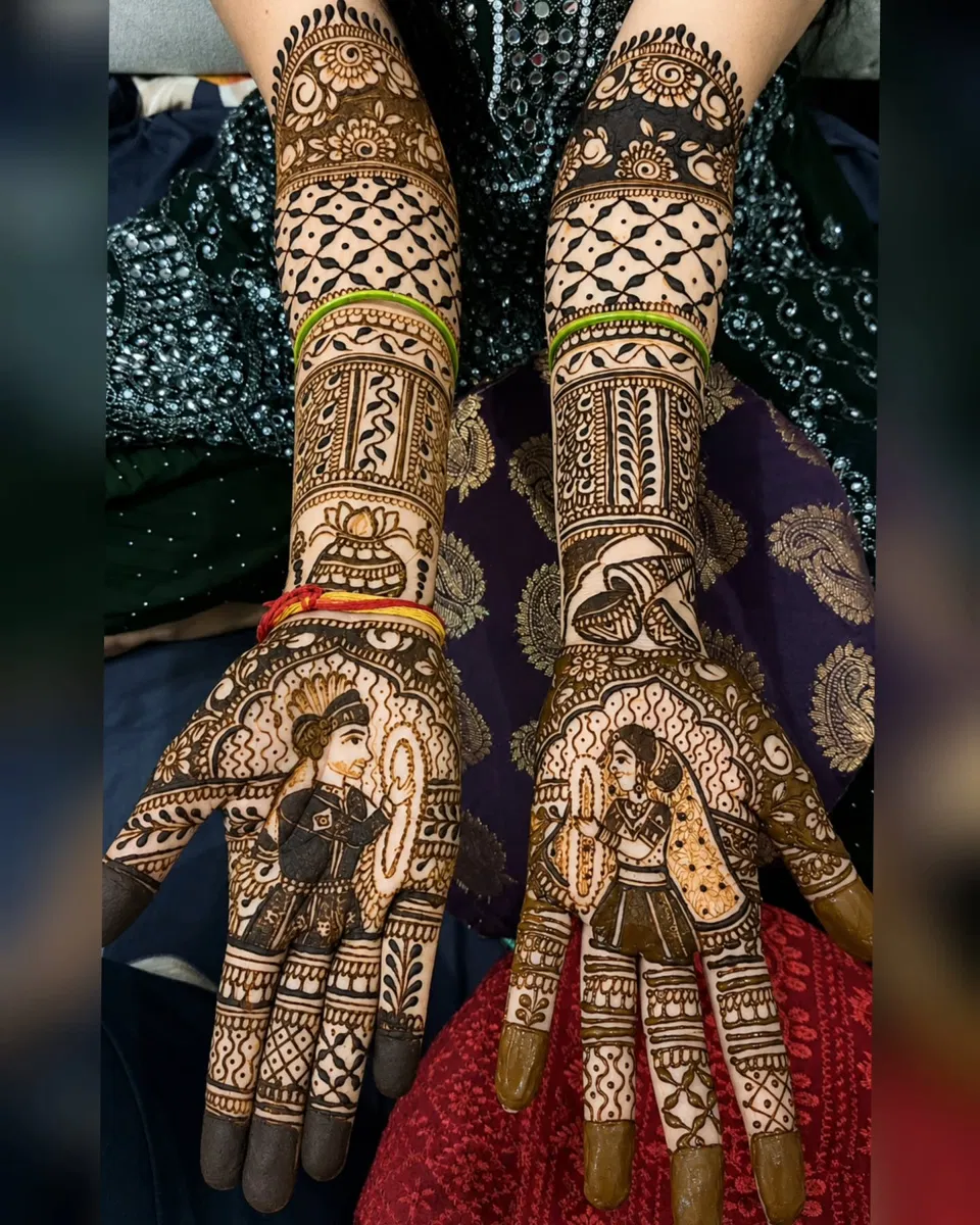Bridal Mehndi Design with Figures