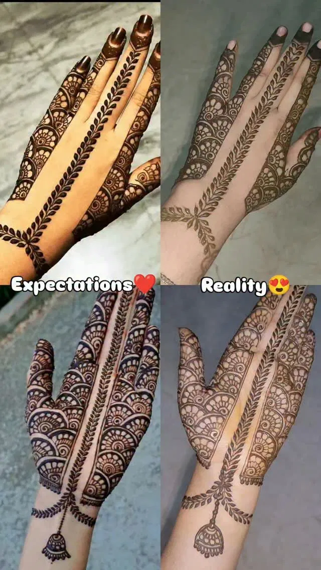 Back Hand Mehndi Design with Hearts