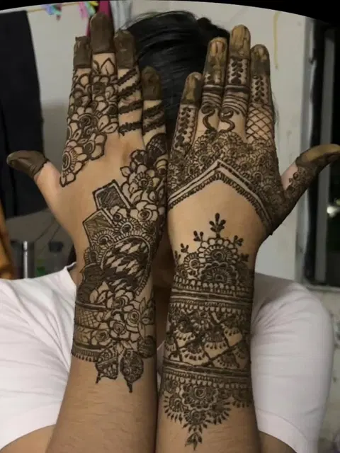 arabic bridal figure front hand mehndi design