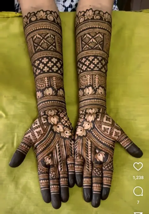 bridal indian figure arm mehndi design