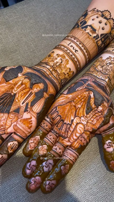 bridal royal figure full hand mehndi design