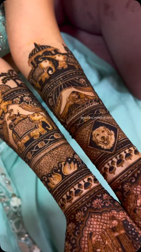 figure full hand mehndi design