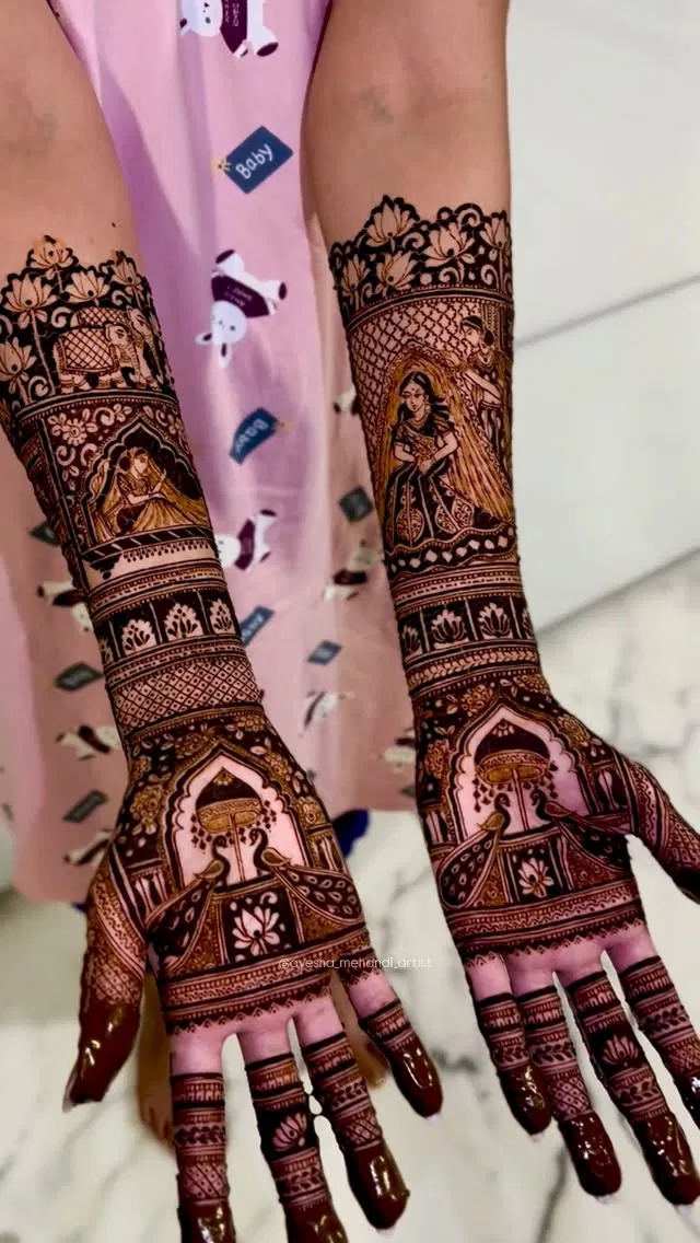 Bridal Foot Mehndi Design with Figures