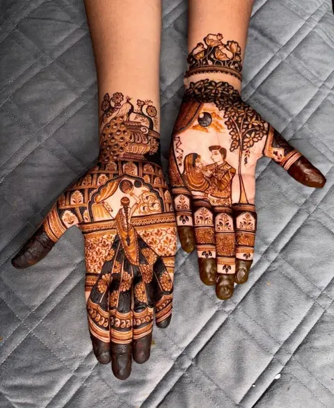 bridal figure front hand mehndi design