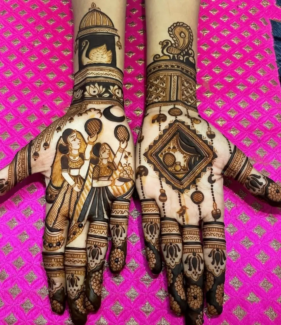 Bridal Mehndi Design with Figures (3)