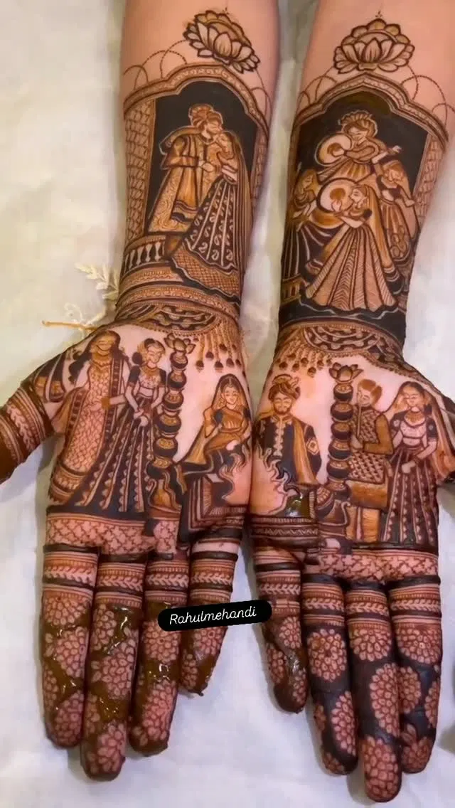 Bridal Full Hand Mehndi Design with Figures (2)