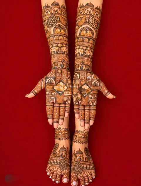 bridal figure full hand mehndi design