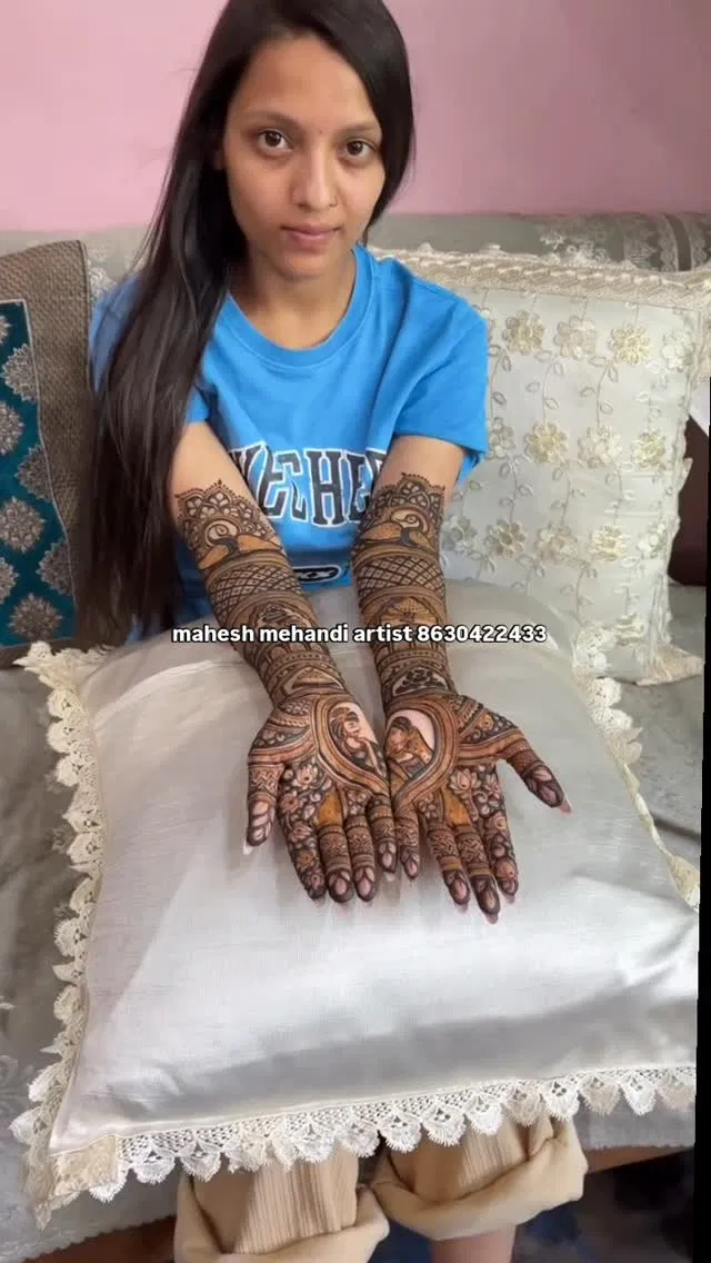 Bridal Front Hand Mehndi Design with Figures and Hearts (8)