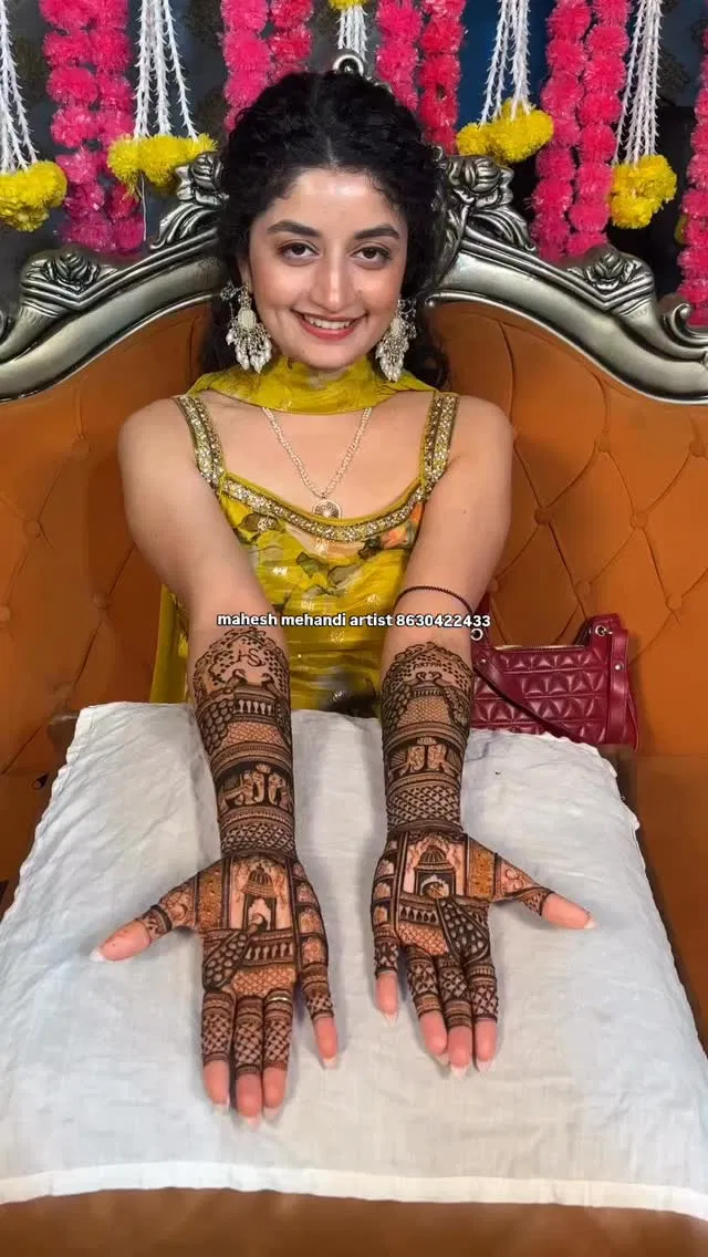 Bridal Back Hand Mehndi Design with Figures