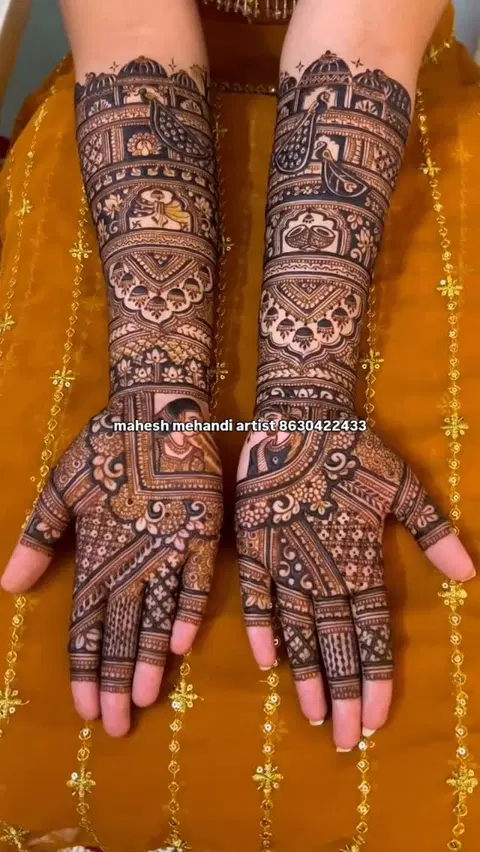 bridal figure front hand mehndi design