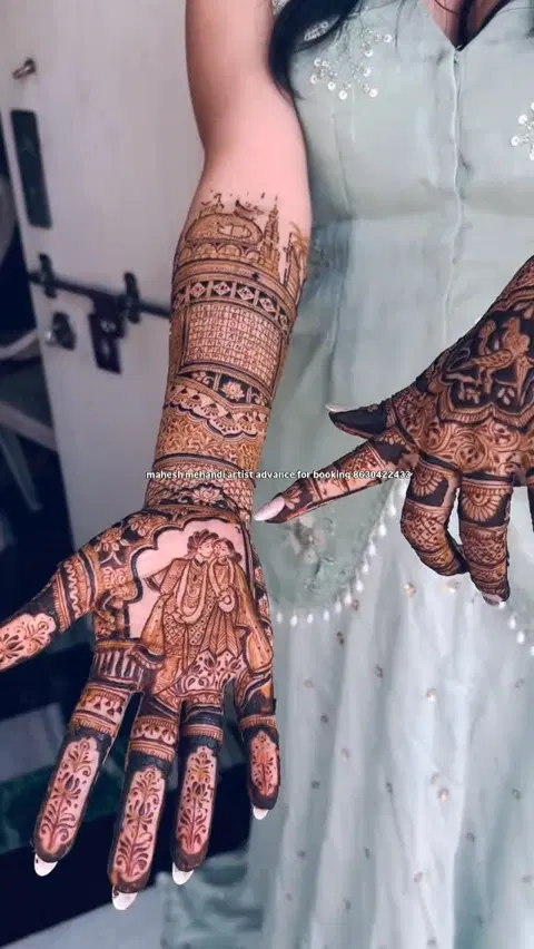 figure full hand mehndi design