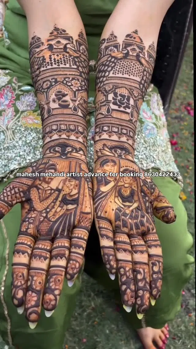 Bridal Mehndi Design with Figures (2)