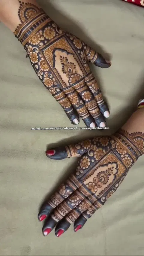 aesthetic bridal front hand mehndi design