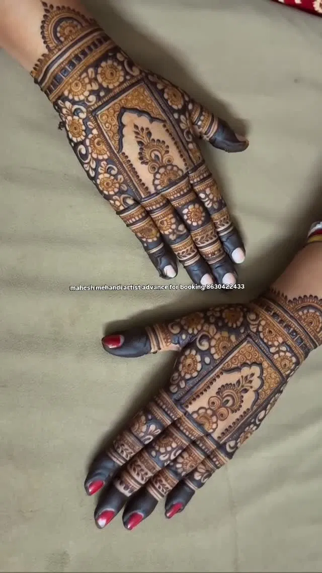 Aesthetic Bridal Front Hand Mehndi Design