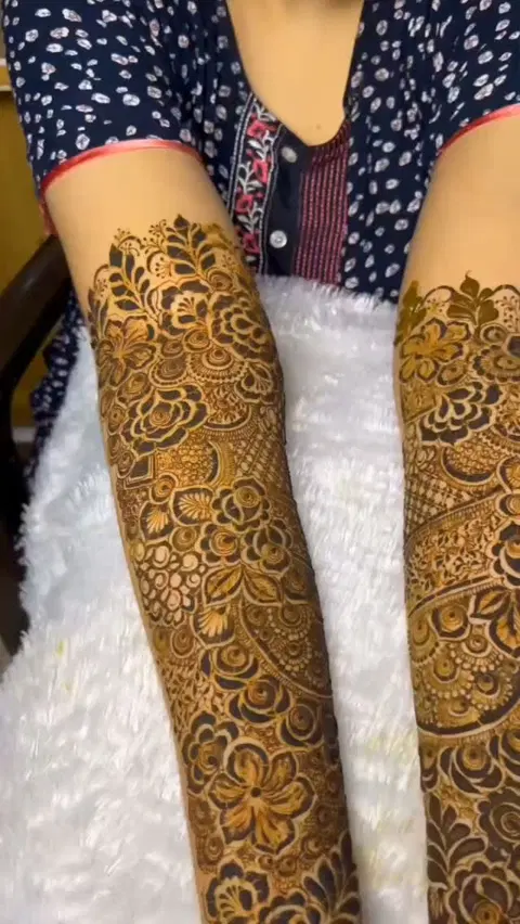 aesthetic full hand mehndi design