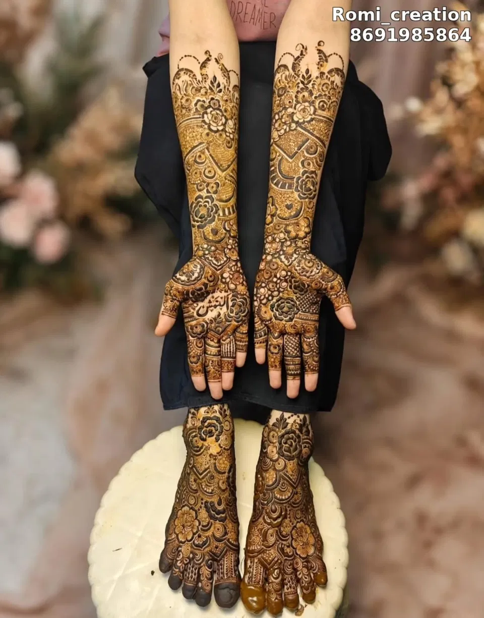 Front Hand Mehndi Design for Engagement