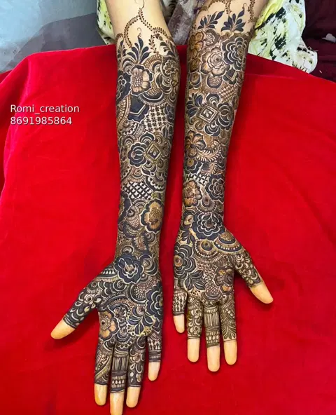 bridal full hand mehndi design