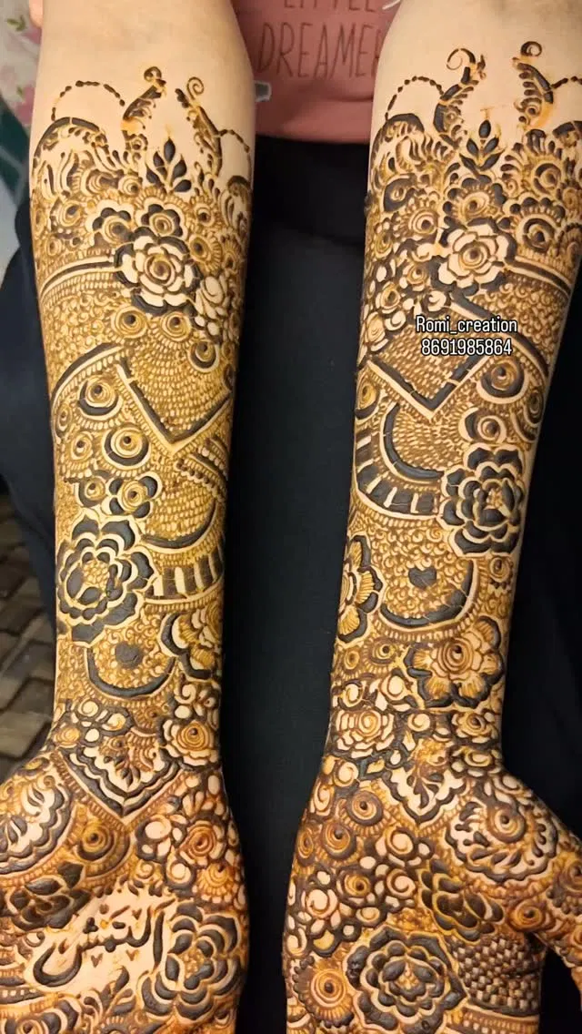 Aesthetic Full Hand Mehndi Design with Figures