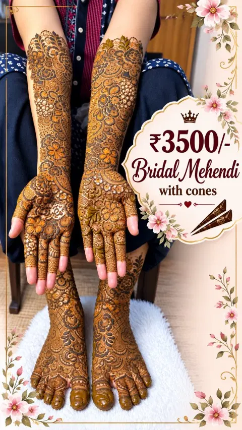 bridal heart front hand mehndi design