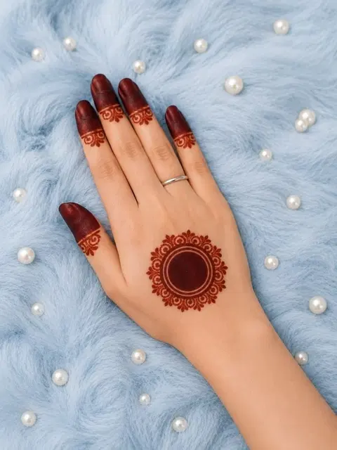 pakistani simple circle back hand mehndi design
