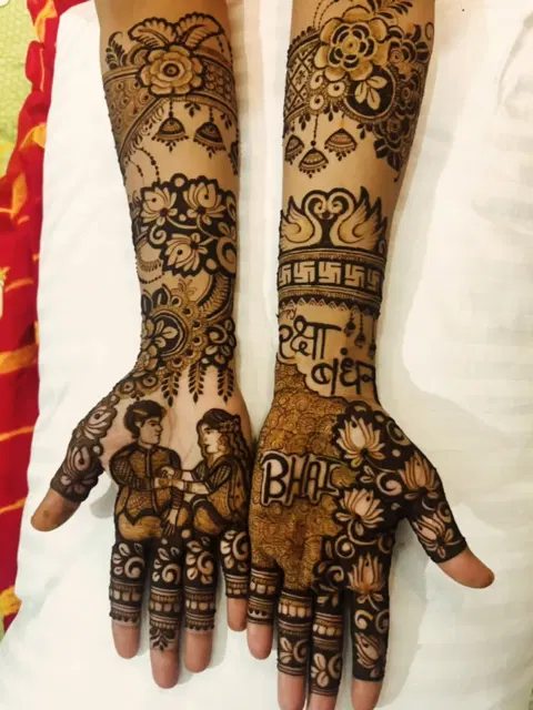 figure full hand mehndi design