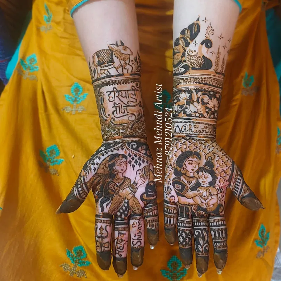 Heavy Mehndi Design with Figures