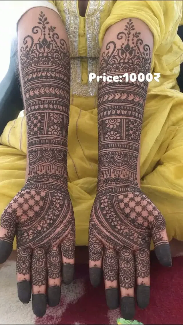 Bridal Full Hand Mehndi Design with Figures