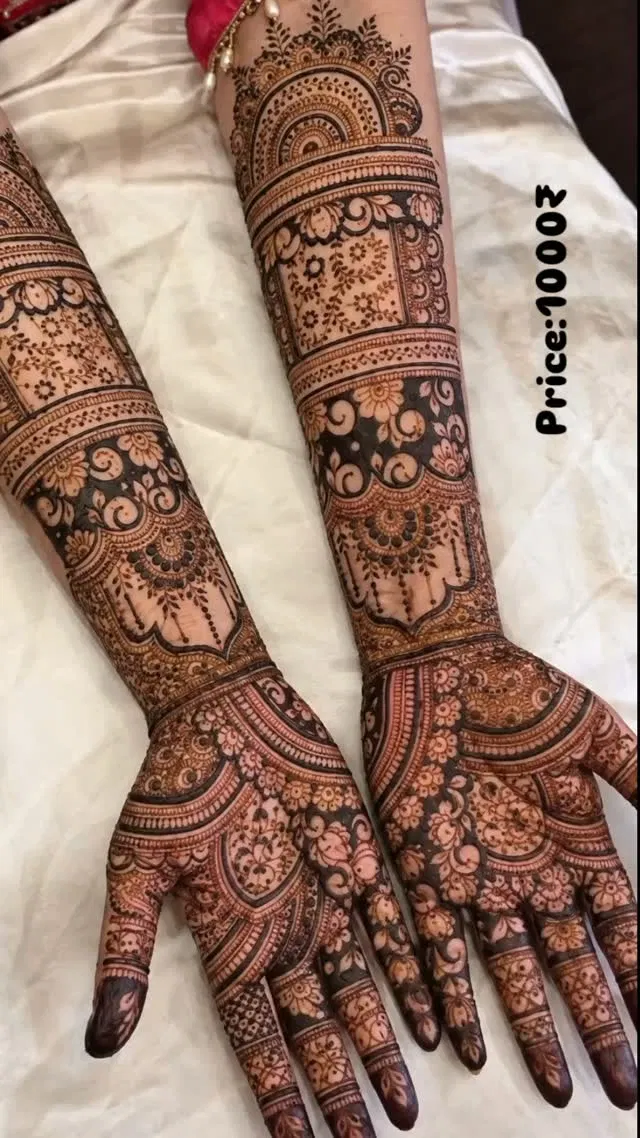 Bridal Front Hand Mehndi Design with Figures
