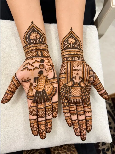 arabic figure back hand mehndi design