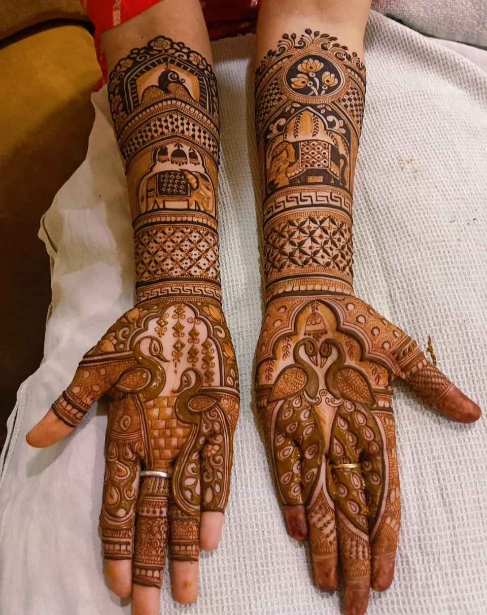 Front Hand Mehndi Design with Figures