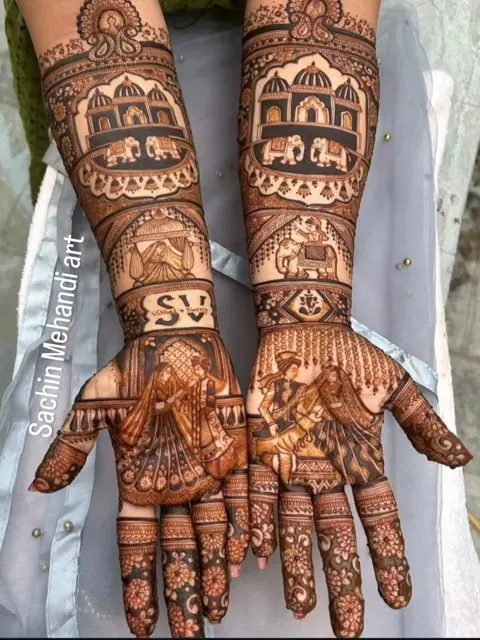 figure front hand mehndi design