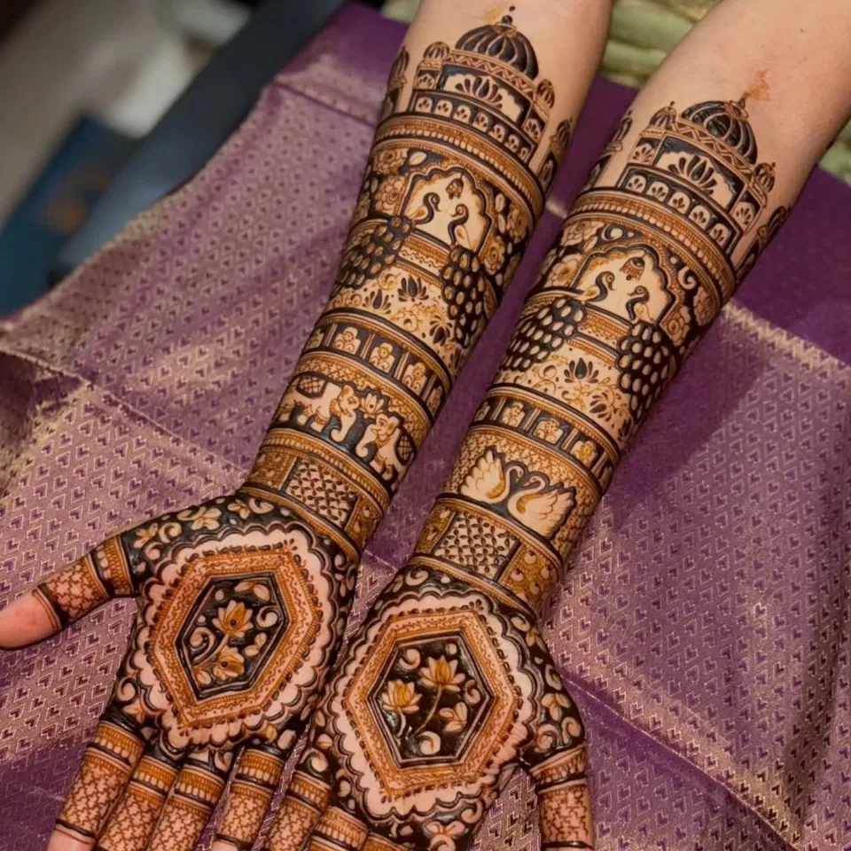Back Hand Mehndi Design with Figures