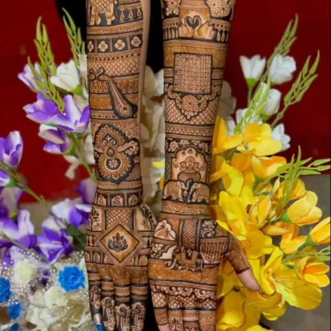 figure full hand mehndi design